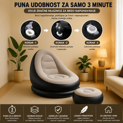Napuhavajuća Fotelja s Električnom Pumpom | Prijenosna i Udobna